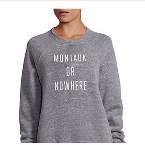 Knowlita Montauk or Nowhere Cropped Raw Hem Boxy Gray Sweatshirt Size Medium